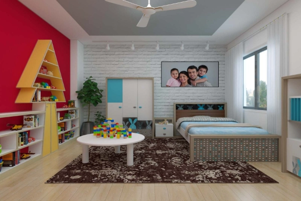 Interiors a multifuntional kids bedroom with a play area2