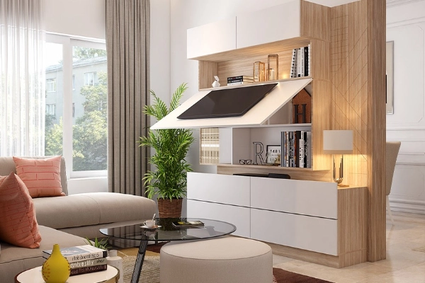 Interiors this tv unit with hidden storage behind 2